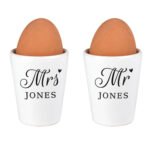 Personalised 'Mr & Mrs' Ceramic Egg Cup Set - Image 3