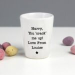 Personalised Any Message Black Star Motif Ceramic Egg Cup - Image 2