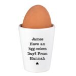 Personalised Any Message Black Star Motif Ceramic Egg Cup - Image 4