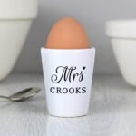 Personalised 'Mrs' Heart Motif Ceramic Egg Cup