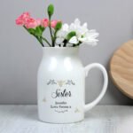 Personalised Any Message Floral Bee Design Ceramic Flower Jug Vase - Image 5