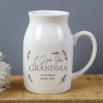Personalised Any Message Botanical Design Ceramic Flower Jug Vase - Image 4