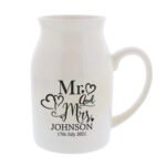 Personalised 'Mr and Mrs' Hearts Design Ceramic Flower Jug Vase - Image 6