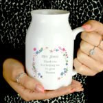 Personalised Any Message Floral Design Ceramic Flower Jug Vase - Image 2