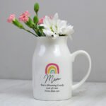 Personalised Any Message Rainbow Design Ceramic Flower Jug Vase - Image 2