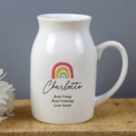 Personalised Any Message Rainbow Design Ceramic Flower Jug Vase - Image 3