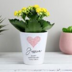 Personalised Any Message Heart Motif Ceramic Plant Pot - Image 2