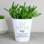 Personalised Any Message Leaf Motif Ceramic Plant Pot