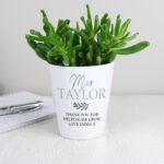 Personalised Any Message Leaf Motif Ceramic Plant Pot - Image 4
