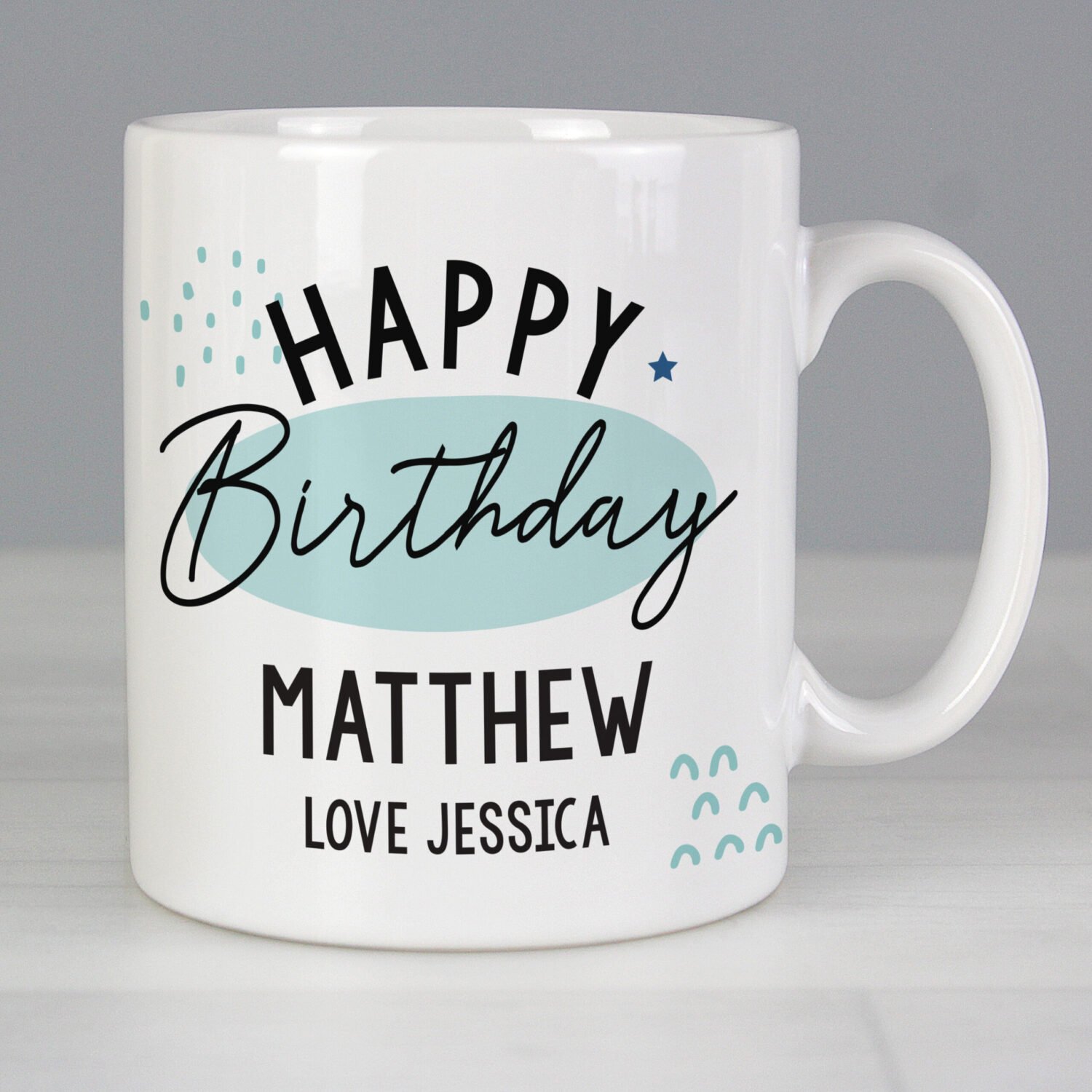P0805M11 Personalised 'Happy Birthday' Ceramic Mug 2 Personalised 'Happy Birthday' Ceramic Mug - Image 1