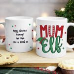 Personalised 'Mum Elf' Christmas Ceramic Mug