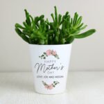 Personalised Abstract Rose Design 'Happy Mother's Day' Ceramic Plant Pot - Image 2