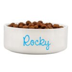 Personalised Blue Name 15cm Medium White Ceramic Pet Bowl - Image 5
