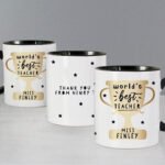 Personalised 'World's Best Teacher' Trophy Design Black Handled Ceramic Mug