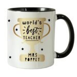 Personalised 'World's Best Teacher' Trophy Design Black Handled Ceramic Mug - Image 6