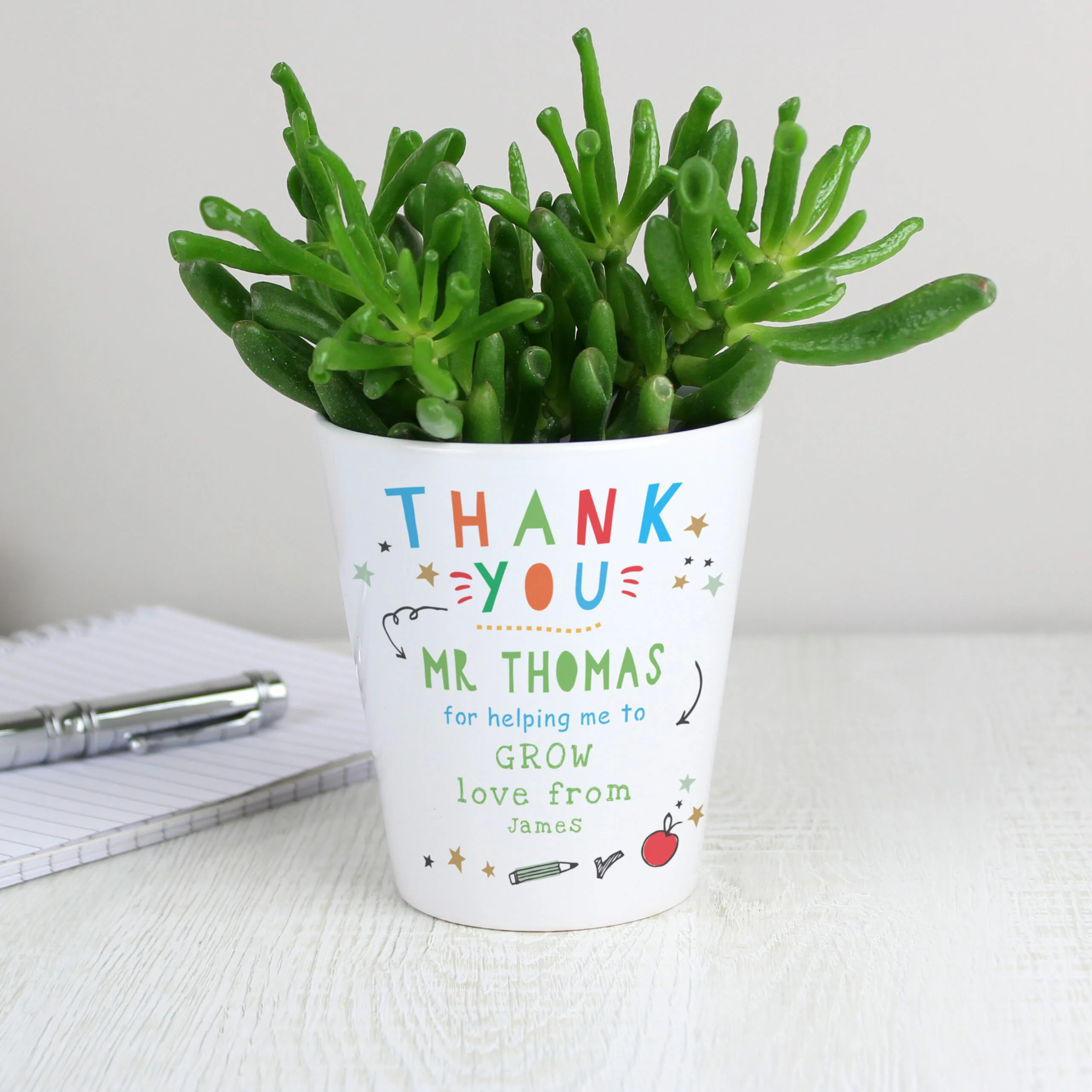Personalised 'Thank You' Teachers Ceramic Plant Pot - Image 2
