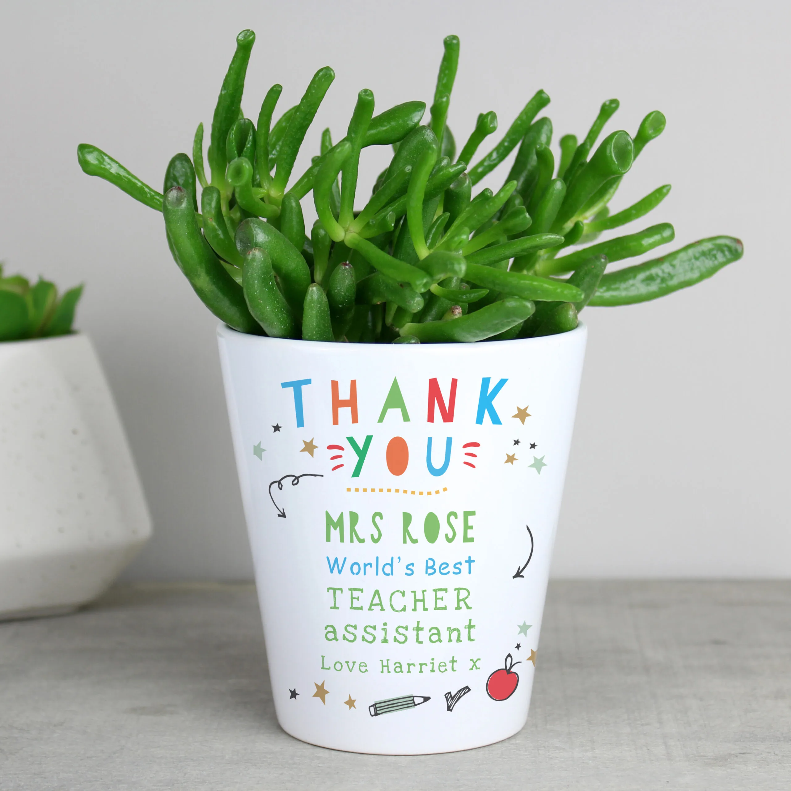 Personalised 'Thank You' Teachers Ceramic Plant Pot - Image 3
