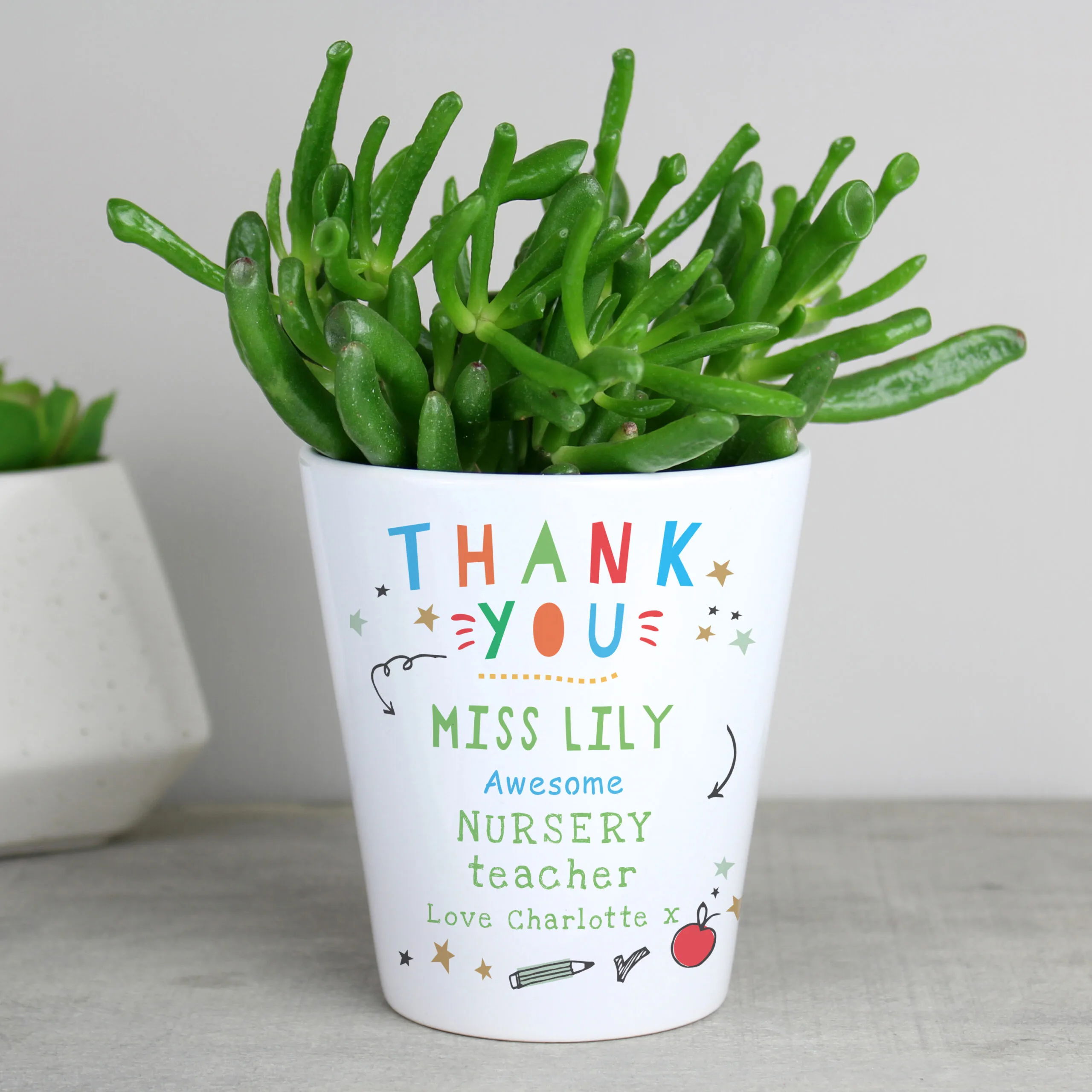 Personalised 'Thank You' Teachers Ceramic Plant Pot - Image 4