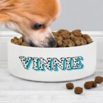 Personalised Blue Spots Name 15cm Medium White Ceramic Pet Bowl - Image 2