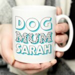 Personalised 'Dog Mum' Blue Spotty Design Ceramic Mug - Image 2