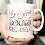 Personalised ‘Dog Mum’ Pink Spotty Design Ceramic Mug - Image 2