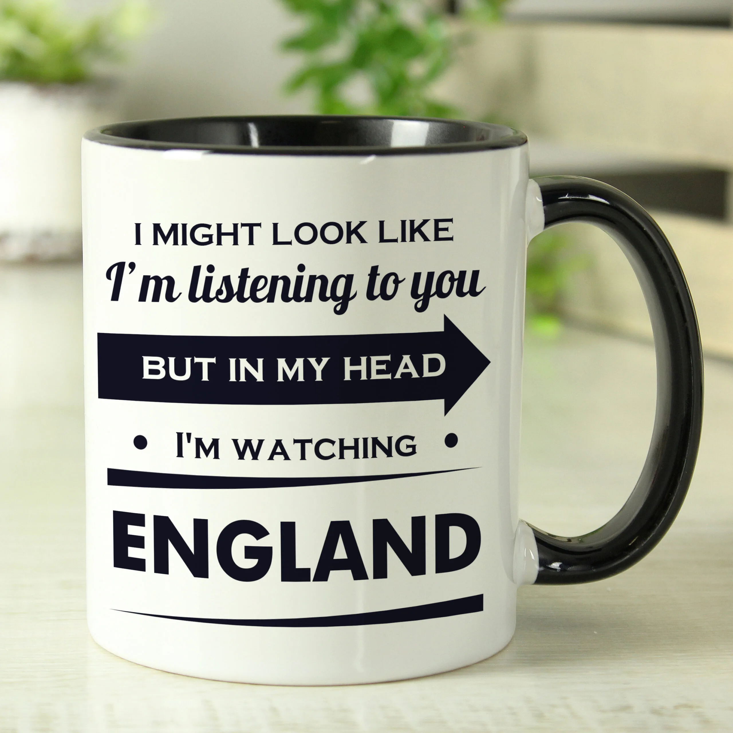 Personalised 'I Might Look Like I'm Listening' Black Handled Ceramic Mug - Image 2