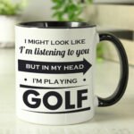 Personalised 'I Might Look Like I'm Listening' Black Handled Ceramic Mug - Image 5