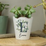 Personalised Initial & Name Botanical Design Ceramic Plant Pot - Image 3