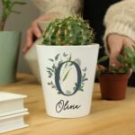 Personalised Initial & Name Botanical Design Ceramic Plant Pot - Image 4