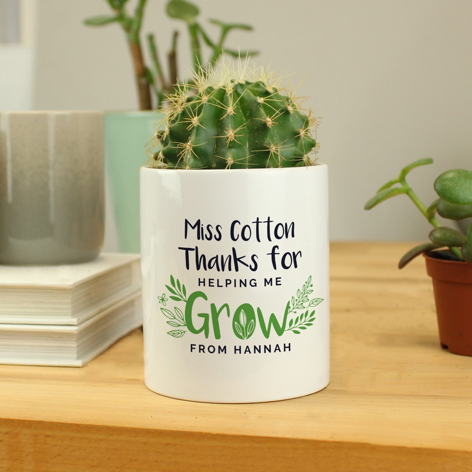 P0805N27 Personalised 'Thanks For Helping Me Grow' Ceramic Storage Pot Personalised 'Thanks For Helping Me Grow' Ceramic Storage Pot - Image 1