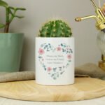 Personalised Any Message Floral Heart Design Ceramic Storage Pot - Image 4