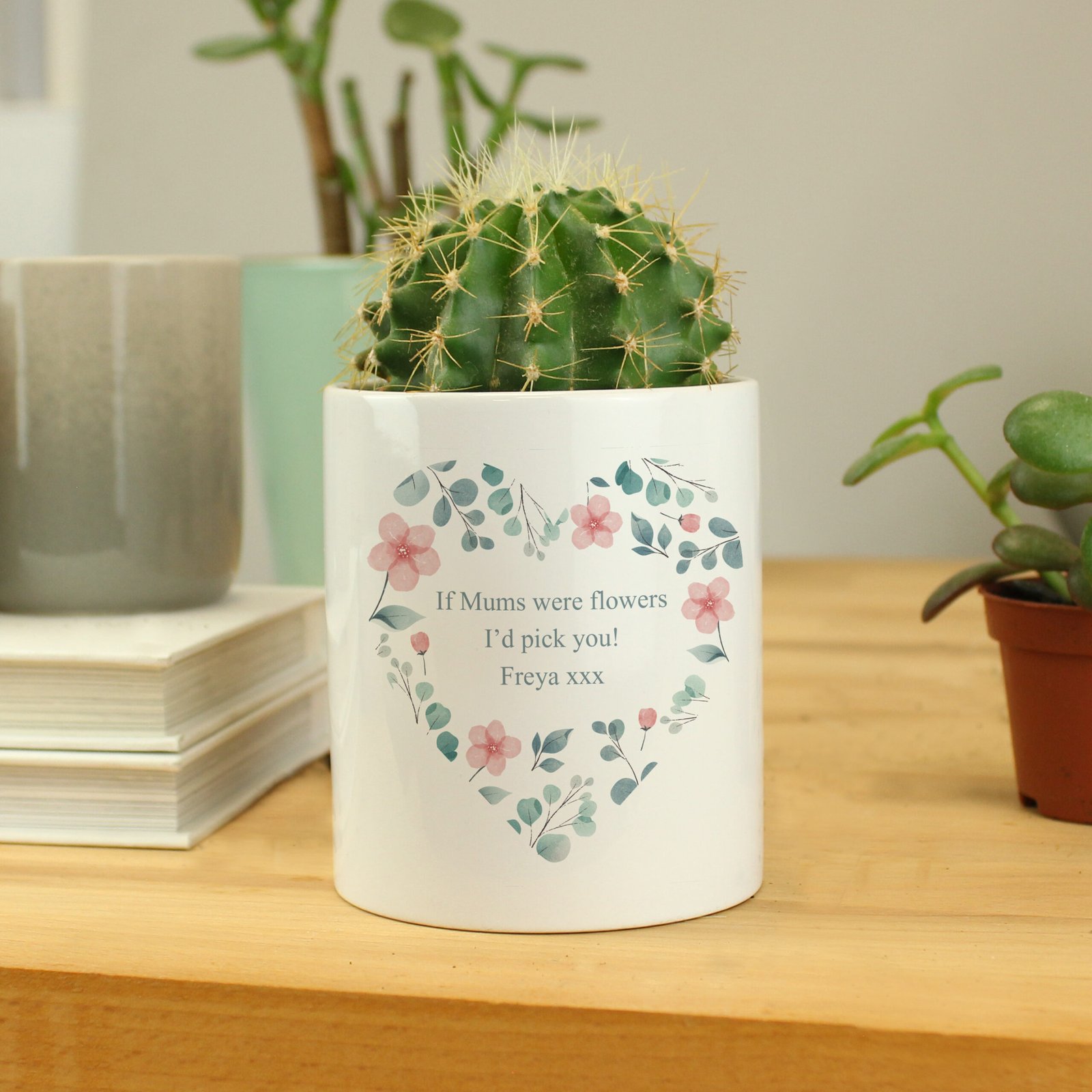 P0805N29 Personalised Any Message Floral Heart Design Ceramic Storage Pot Personalised Any Message Floral Heart Design Ceramic Storage Pot - Image 1