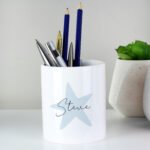 Personalised Name Only Blue Star Motif Ceramic Storage Pot - Image 4