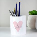 Personalised Name Only Pink Heart Motif Ceramic Storage Pot - Image 3