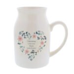 Personalised Any Message Floral Heart Design Ceramic Flower Jug Vase - Image 10