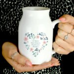 Personalised Any Message Floral Heart Design Ceramic Flower Jug Vase - Image 2