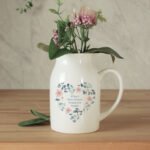 Personalised Any Message Floral Heart Design Ceramic Flower Jug Vase - Image 4
