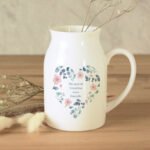 Personalised Any Message Floral Heart Design Ceramic Flower Jug Vase - Image 6