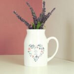 Personalised Any Message Floral Heart Design Ceramic Flower Jug Vase - Image 8