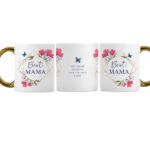 Personalised Geometric Floral Design Gold Handled Ceramic Mug - Image 7
