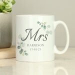 Personalised 'Mrs' Botanical Design Ceramic Mug