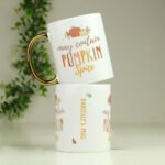 Personalised 'May Contain Pumpkin Spice' Gold Handled Ceramic Mug - Image 4