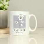 Personalised Any Message Birth Flower Design Ceramic Mug - Image 2