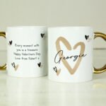 Personalised Gold Heart Design Gold Handled Ceramic Mug