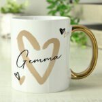 Personalised Gold Heart Design Gold Handled Ceramic Mug - Image 4