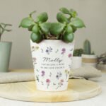 Personalised Any Message Wild Flowers Design Ceramic Plant Pot - Image 2