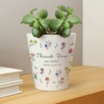 Personalised Any Message Wild Flowers Design Ceramic Plant Pot - Image 3
