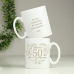 Personalised ‘Happy 50th Anniversary’ Gold Heart Design Ceramic Mug - Image 2