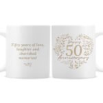 Personalised ‘Happy 50th Anniversary’ Gold Heart Design Ceramic Mug - Image 4