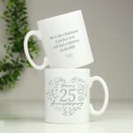 Personalised ‘Happy 25th Anniversary’ Silver Heart Design Ceramic Mug - Image 2